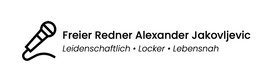 Logo Freier Redner Alexander Jakovljevic leidenschaftlich, locker, lebensnah